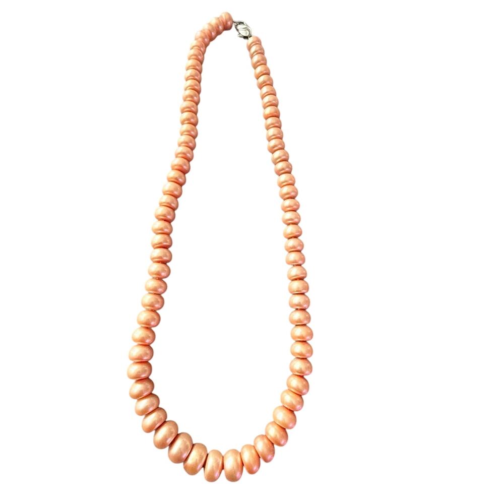 925 Sterling Silver Freshwater Pearl Necklace in Peach Pink